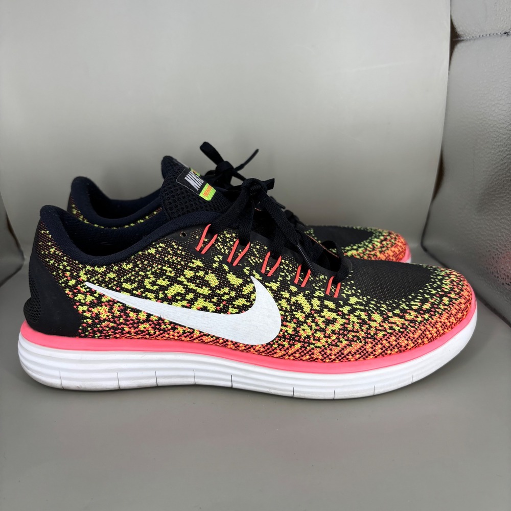 Nike Free RN Distance Womens 10 Black Bright Crimson Running Shoes 827116-017
